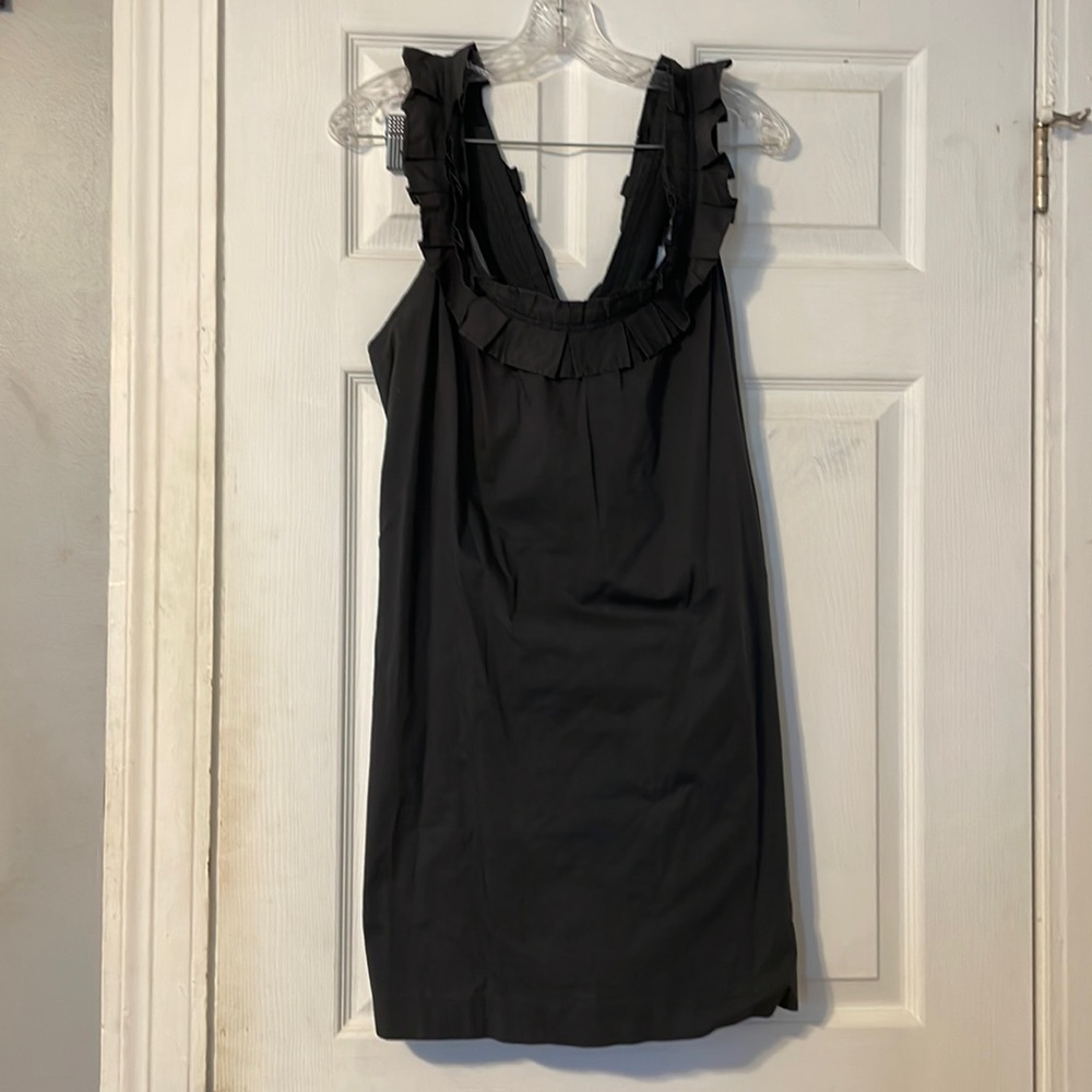 Navy Anthropology dress with ruffled straps